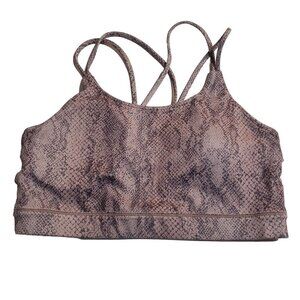 Allfenix Snakeskin Bra Criss Cross Straps Sports Bra Workout Gym Womens Medium